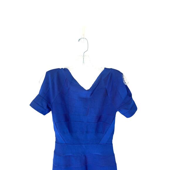 Herve Leger Ultramarine Party Short Sleeve Bandage Bodycon Mini Dress Size XS - Picture 3 of 11